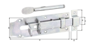 Vorschaubild Alberts® Stalltür-Schlossriegel,m.flachem Griff,m.Schlaufe, galvanisch verzinkt dickschichtpassiviert,Platte LxB 180x64mm 117160