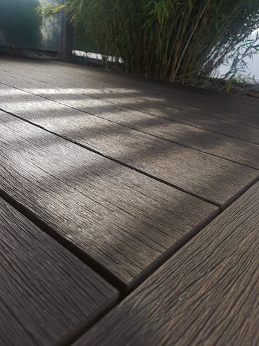Fiberdeck Vintage WPC-Terrassendiele Bi-Color Graphite/Wenge massiv 23 x 138 mm
