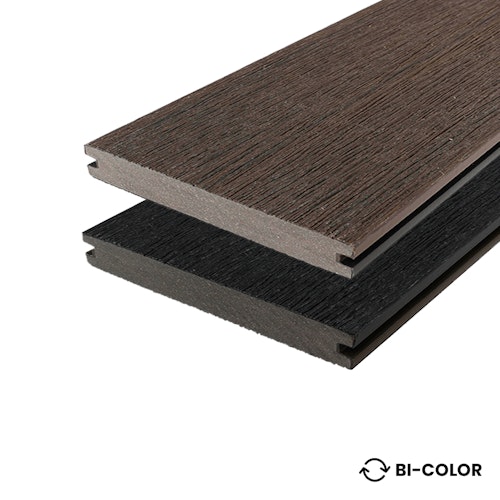Fiberdeck Vintage WPC-Terrassendiele Bi-Color Graphite/Wenge massiv 23 x 138 mm