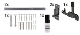 Alberts® Beschlagsortiment für Einzeltore DURAVIS® schwarzdiamant Alberts® Beschlagsortiment für Einzeltore DURAVIS® schwarzdiamantZubehörbild