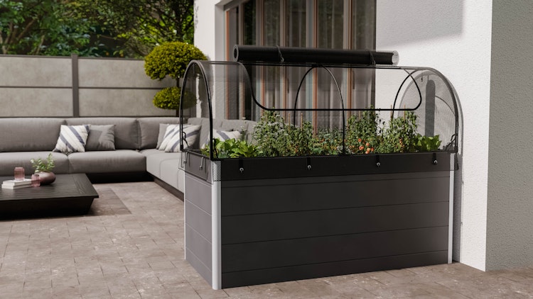 GroJa Frühbeet Aufsatz Netz 69,40 x 149,90 x 62 cm Schwarz