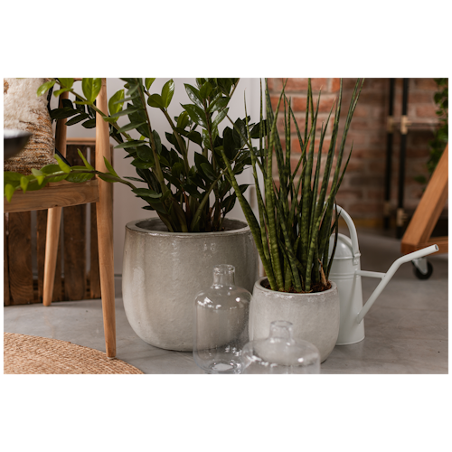 Vosteen Design Blumentopf / Pflanzgefäß Terrakotta weiß 3er Set ø  22 cm x H 19 cm, 28 cm x H 24 cm, 37 cm x H 30 cm