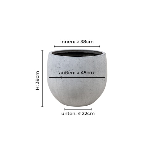 Klocke Design Pflanzgefäß / Blumentopf Betonoptik ⌀ 45 cm x H 39 cm