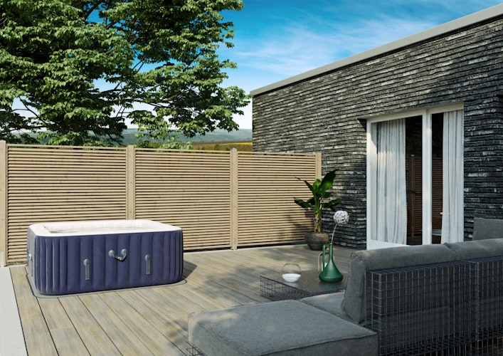 T&J Jalousie-Zaun, braun 180 x 180 cm, Rahmen 30 x 60 mm, Lamellen 15 x 60 mm