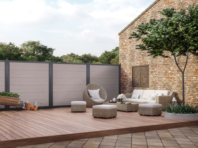 GroJa Viento Designzaun Typ Quadratisch 180x180 mit Rahmen Anthrazit