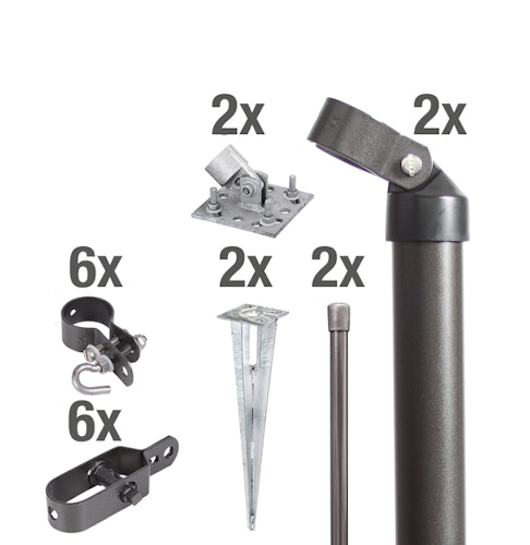 Alberts® Zauneck-Set f.Maschendrahtzäune,anthr.-met.,m.Bodenh.,f.Höhe: 1500 mm 634575