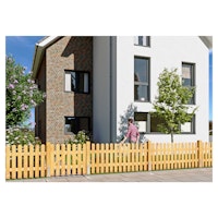 T&J SUNLINE-Serie Vorgartenzaun, 180 x 85 cm, pinienfarbig lasiert, Staketen 16/90 mm, Riegel 22/70 mm