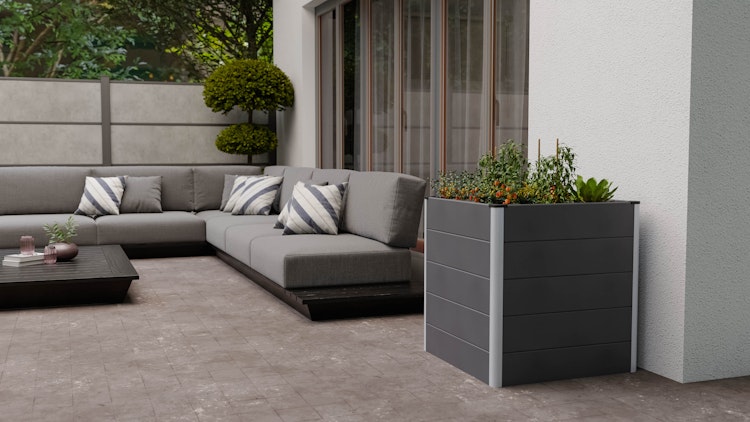 GroJa Solid Stecksystem Hochbeet Cube 70 x 70 x 75 cm Anthrazitgrau
