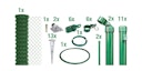Vorschaubild Alberts® Set Maschendrahtzaun,mitBodenhülse,grün,Zaunhöhe:1750mm,Zaunlänge:25m 633776